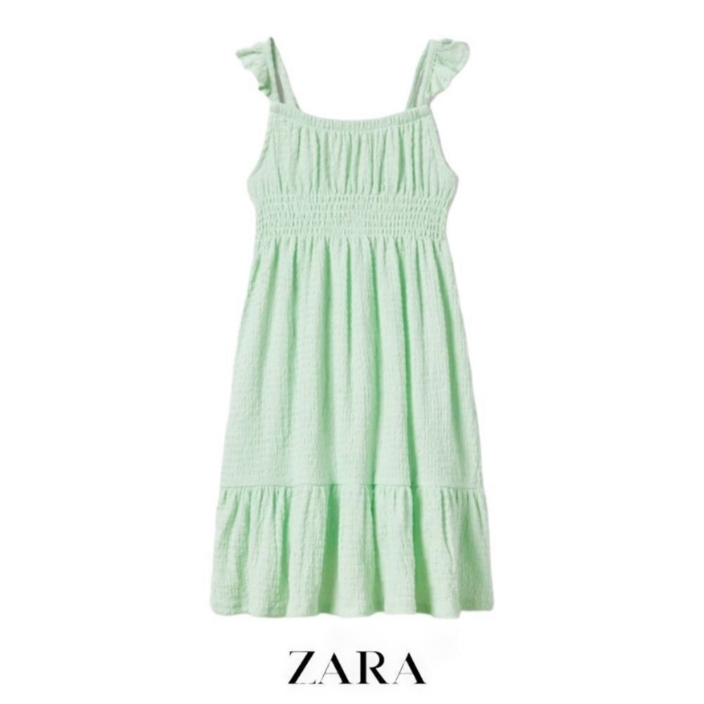 🪞 zara kids frill trim sleeve layered long maxi sun dress size 14